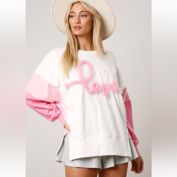 New in Fur Thread 'Love' Pearl Heart Oversized Sweatshirt - Picture 6 of 7